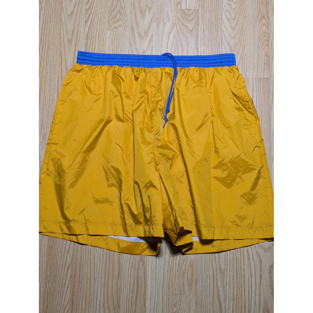 Adidas Mens Vintage Y2K Swim Trunks Shorts Mustard Yellow Blue 2XL